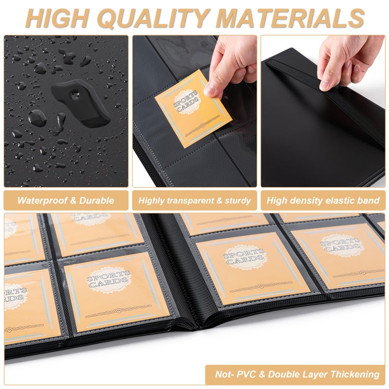 BOOMIBOO Card Binder 9 Pocket Storage 360 Card Binder Trading Card Binder Senior and Sturdy Side-Loading Album Intended For YuGiOh MTG  TCG Game Cards & Baseball Card Binde (Black) - Image 3